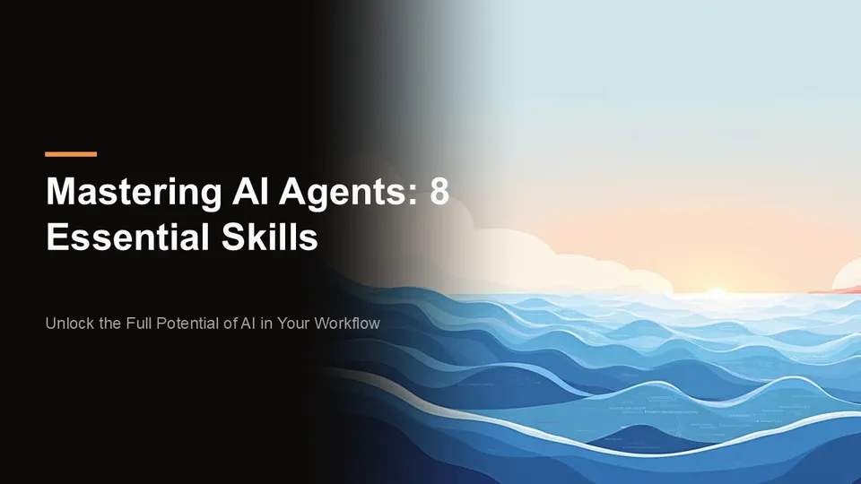 Example slides: Tutorial: 8 skills for AI coding agents (dark theme)